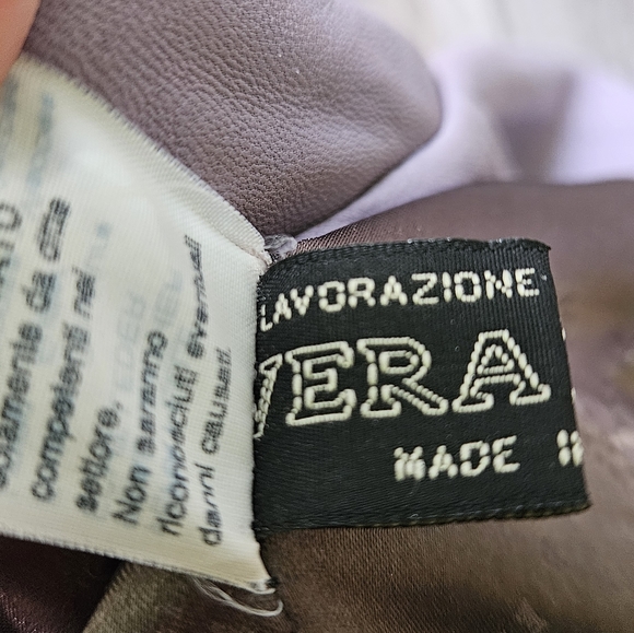 Pierotucci Lilac Vera Pelle 100% Leather Asymmetrical Zip Biker Jacket - Picture 2 of 16